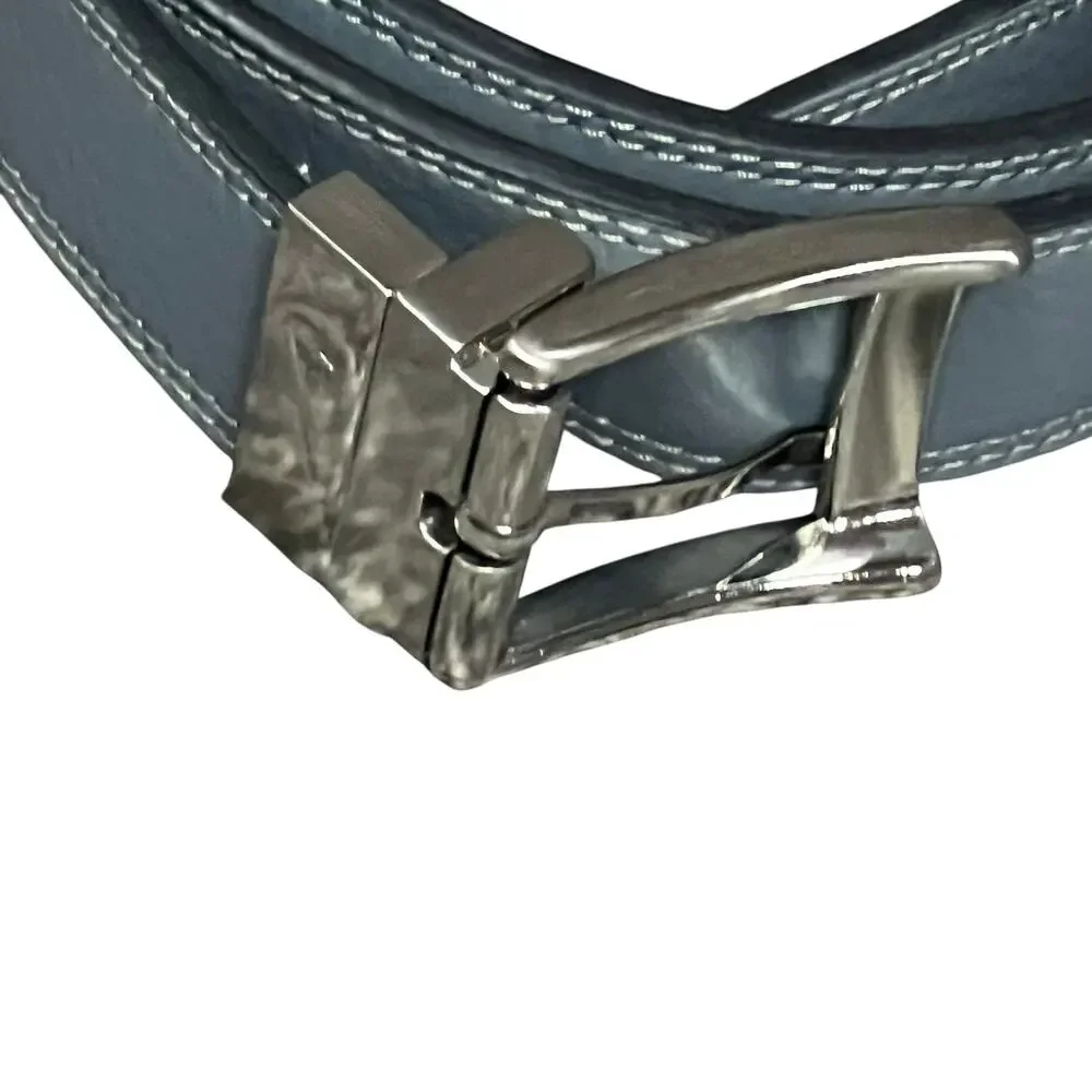 Nike‎ Golf Belt Mens XL Black Gray Double Row Stitch Reversible Swoosh Athletic